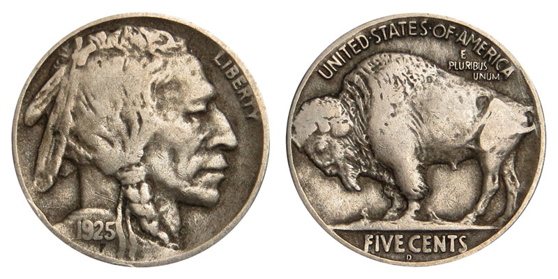 1925 D Buffalo / Indian Head Nickel Coin Value Prices, Photos & Info