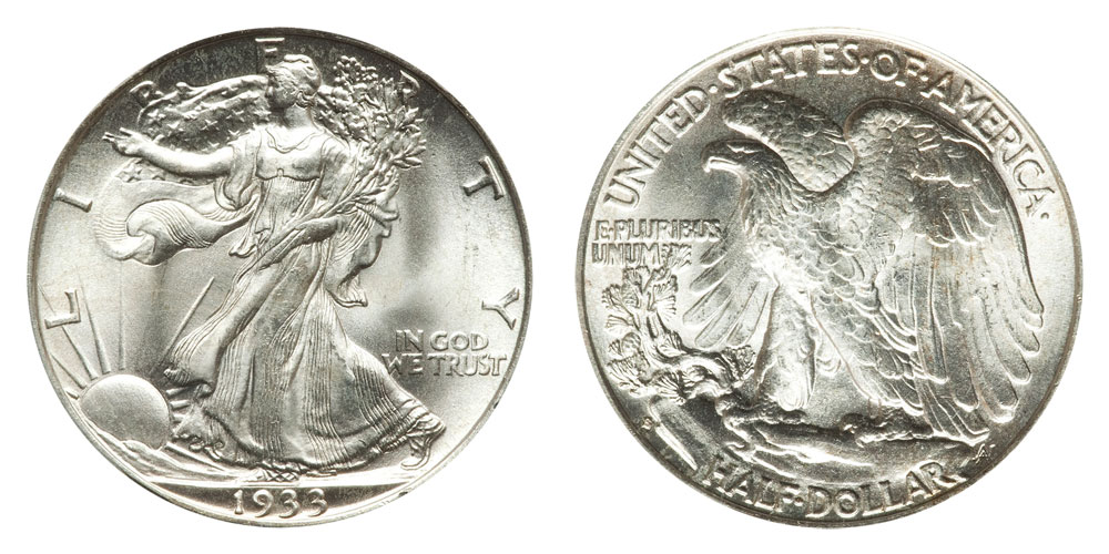 (稀少年号)アメリカ　ウォーキング リバティ 50セント銀貨　1933 S 1933 S Walking Liberty Half Dollar Coin Value, Prices & Info | USA