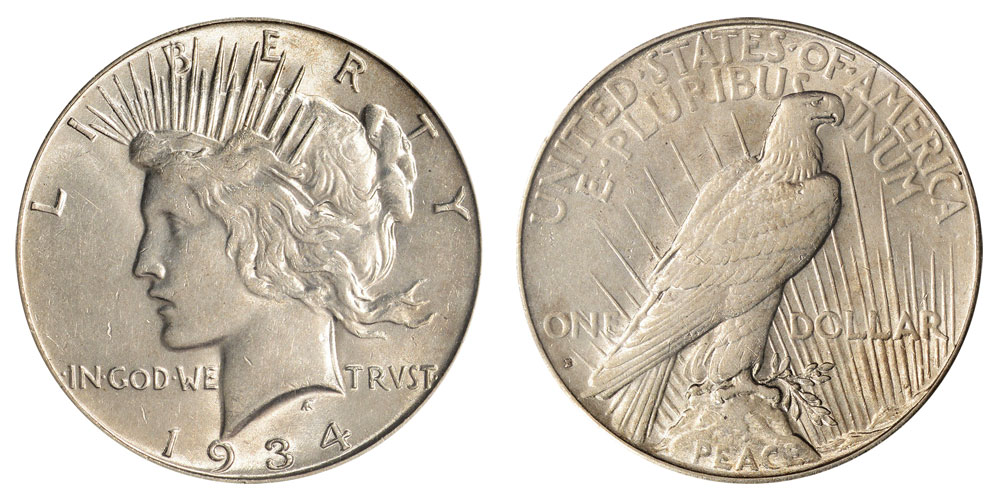 1934 S Peace Dollars Early Silver Dollars: Personal Collections