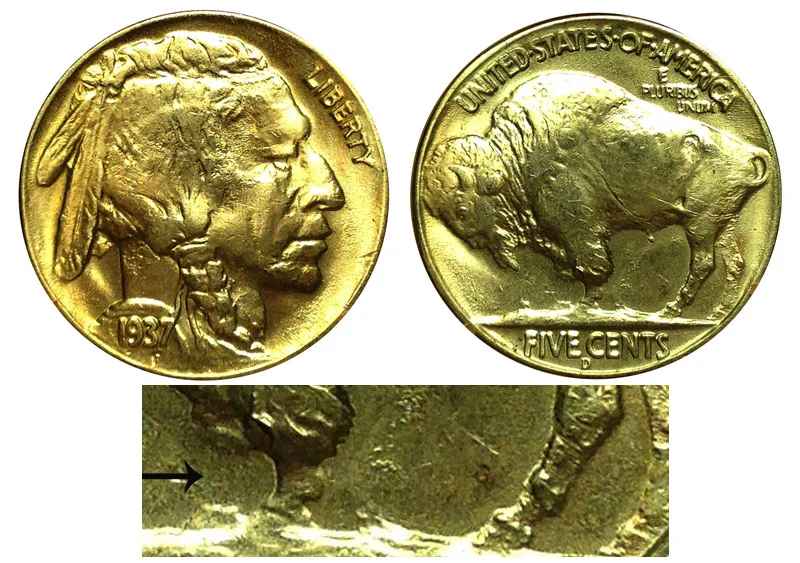 1937 D Buffalo / Indian Head Nickel 3 Legs Coin Value Prices