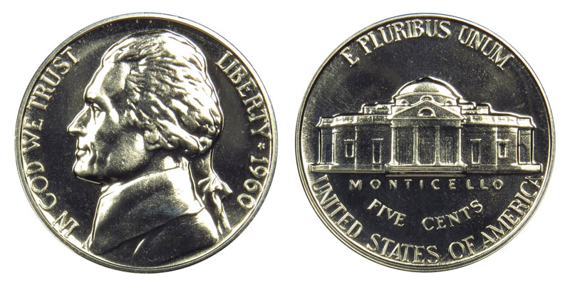 USA 1960 ジェファーソンニッケル ネックレス 1960 P Jefferson Nickels Pre-War Composition: Personal Collections