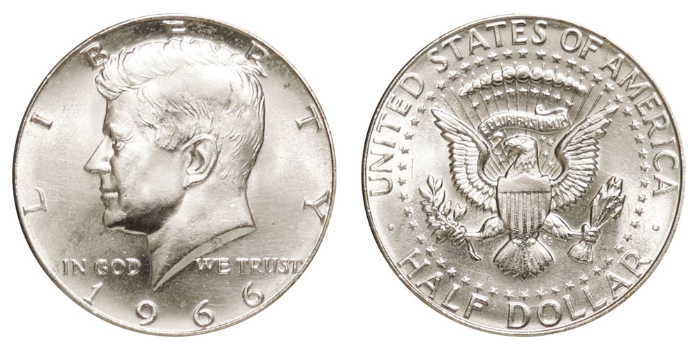 1966 Kennedy Half Dollar マネークリップ 1966 P Kennedy Half Dollars 40% Silver Composition: Personal