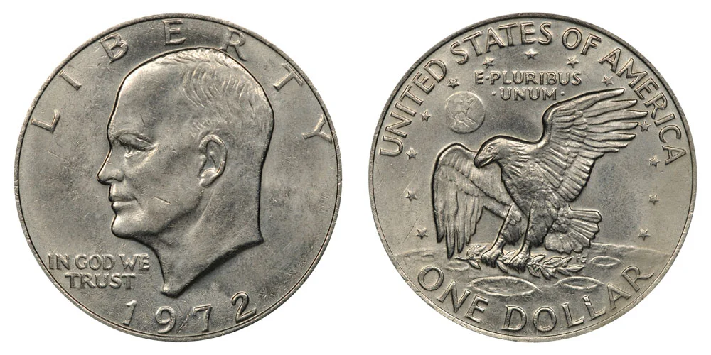 1972 Eisenhower Dollar Type 2 - High Relief Reverse Struck with
