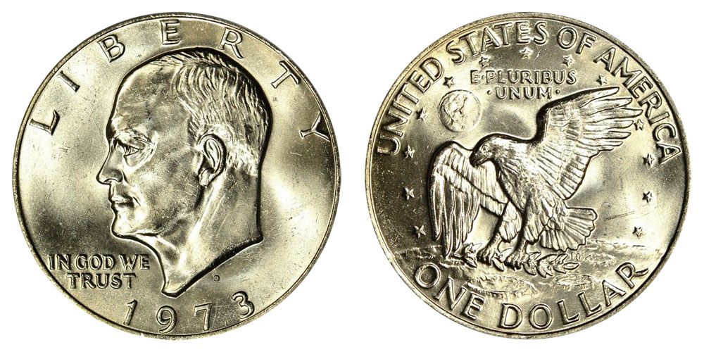 1973 P&D Eisenhower Dollar Set Uncirculated In Original Mint Cellophane - Philadelphia & Denver Mint