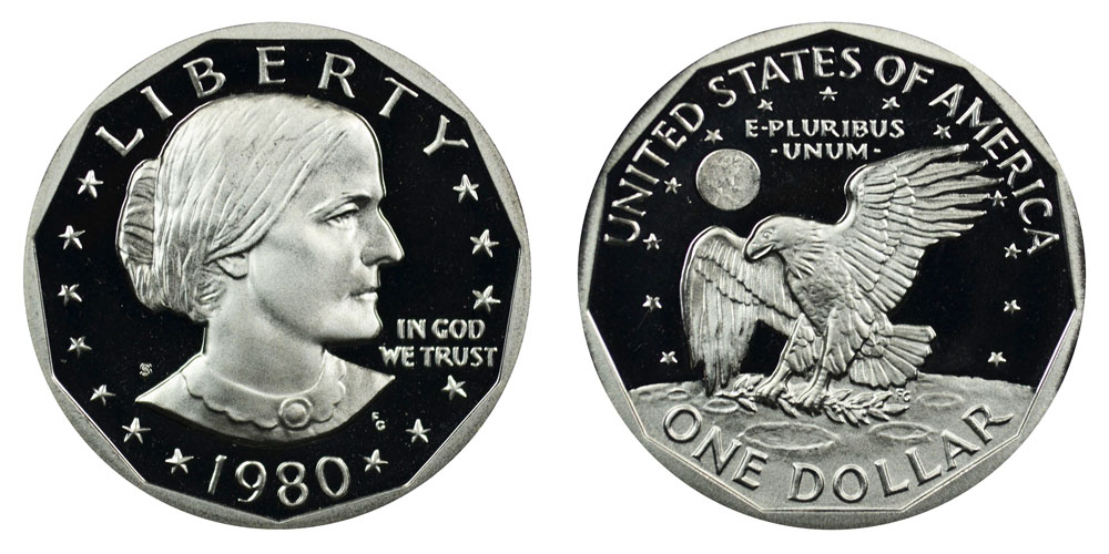 1980 S Susan B Anthony Dollar Proof Coin Value Prices, Photos & Info