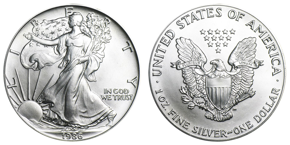 1986 S American Silver Eagle Bullion Coin Bullion (No Mint Mark