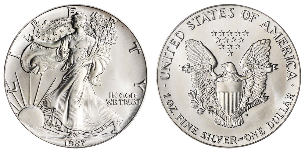 1987 S American Silver Eagle Bullion Coin Bullion (No Mint Mark