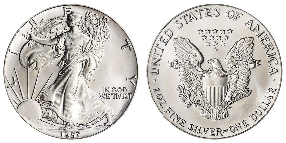 1987 S American Silver Eagle Bullion Coin Bullion (No Mint Mark