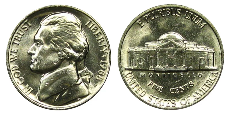 1988 P Jefferson Nickel Coin Value Prices, Photos & Info