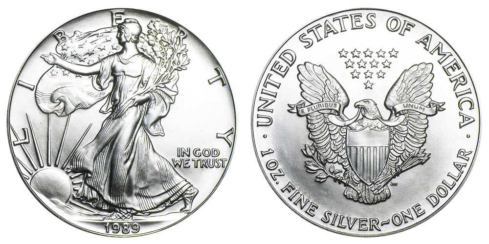 1989 S American Silver Eagle Bullion Coin Bullion (No Mint Mark