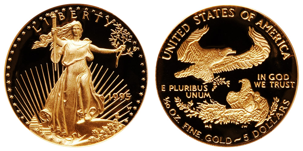1995 W American Gold Eagle Bullion Coin Proof $5 Tenth Ounce Gold