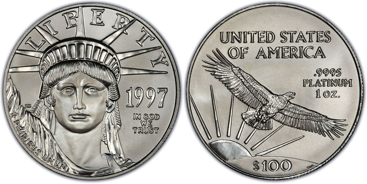 1997 American Platinum Eagle Bullion Coin $100 One Ounce Platinum