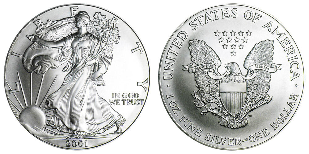 2001 W American Silver Eagle Bullion Coin Bullion (No Mint Mark
