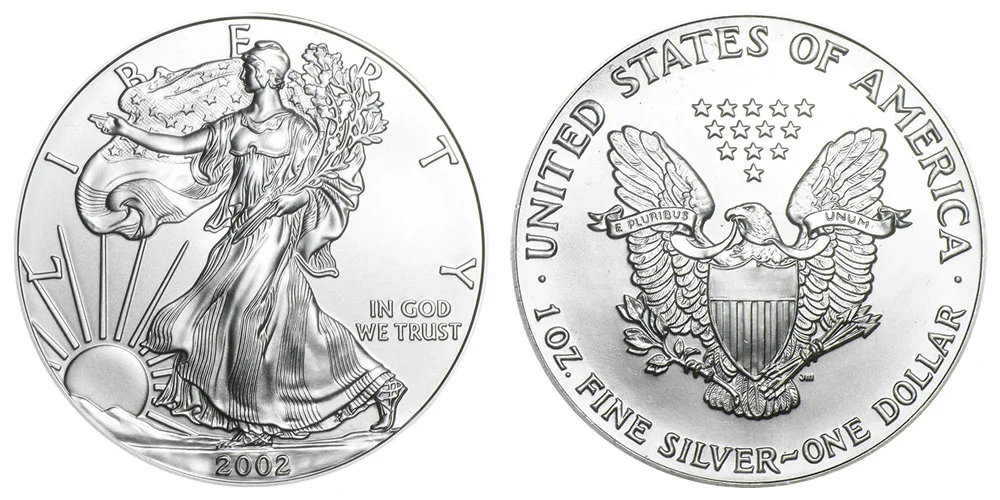 2002 W American Silver Eagle Bullion Coin Bullion (No Mint Mark 2002 W American Silver Eagle Bullion Coin Bullion (No Mint Mark