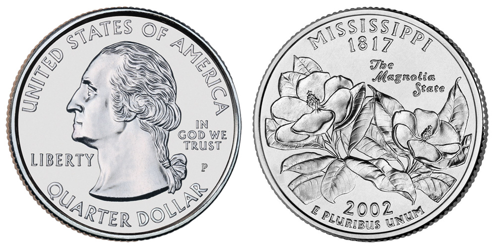 2002 P Mississippi State Quarter Coin Value Prices, Photos & Info