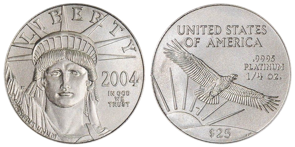 2004 American Platinum Eagle Bullion Coin $25 Quarter Ounce