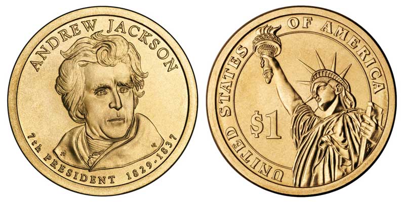 2008 D Presidential Dollar Andrew Jackson Golden Dollar Coin Value