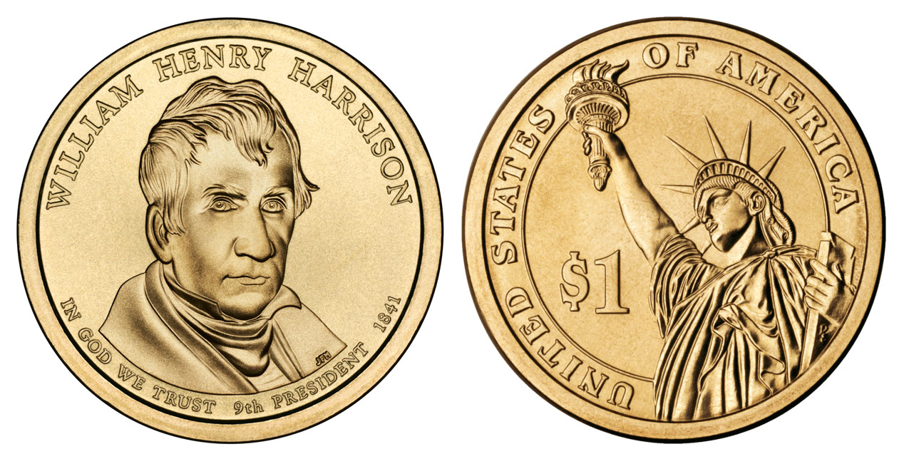 2009 D Presidential Dollar William Henry Harrison Golden Dollar
