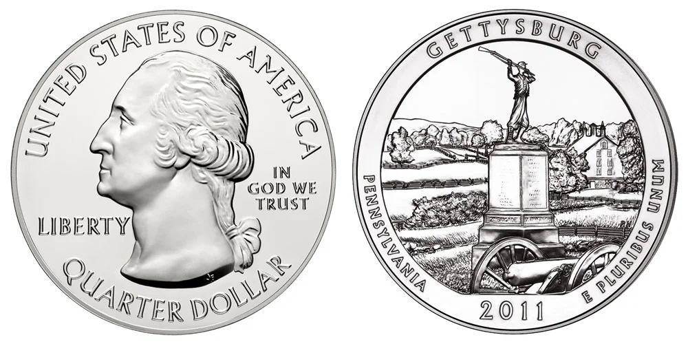 2011 Gettysburg - Bullion America The Beautiful 5 Ounce Silver
