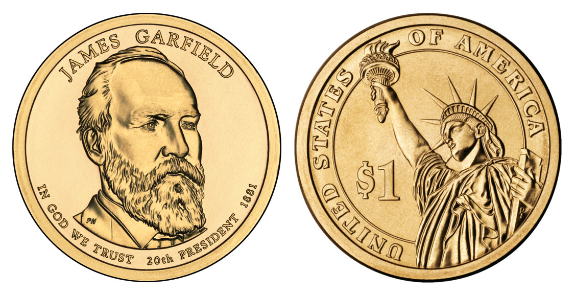 2011 P Presidential Dollar James A. Garfield Golden Dollar Coin