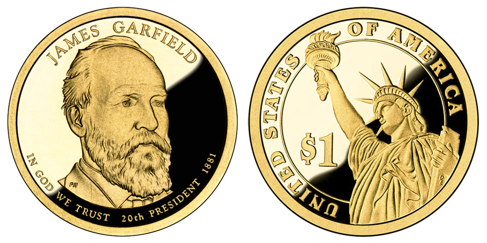 2011 S Presidential Dollar James A. Garfield Golden Dollar Coin