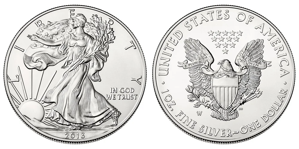 2013 W American Silver Eagle Bullion Coin Burnished Uncirculated
