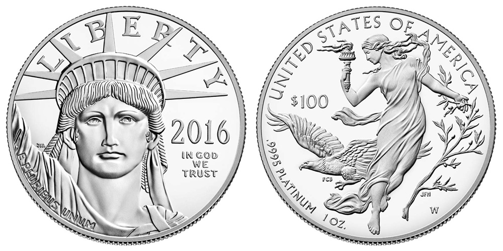 アメリカンイーグル 1オンス プラチナプルーフ 2016年 2016 W American Platinum Eagle Bullion Coin Proof $100 One Ounce