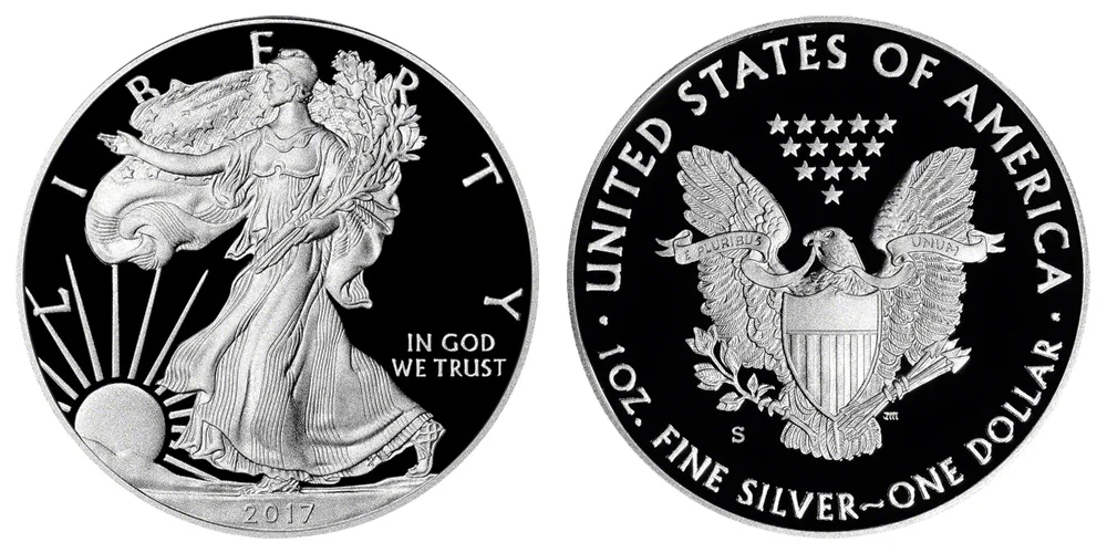 2017 S American Silver Eagle Bullion Coin Proof Type 1 - Reverse