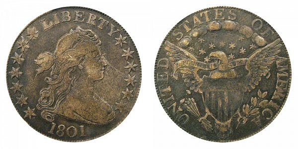 1801 Draped Bust Half Dollar - Heraldic Eagle Reverse 