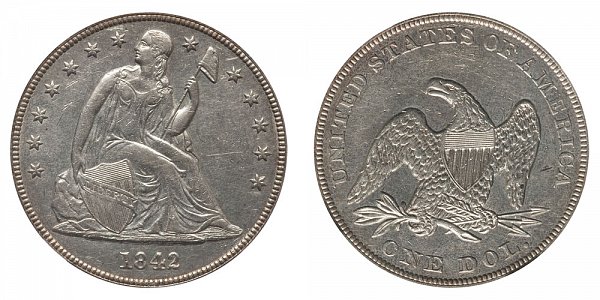 1842 Seated Liberty Silver Dollar 
