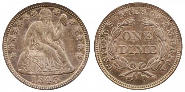 1843 Seated Liberty Dime 