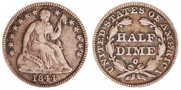 1844 O Seated Liberty Half Dime 