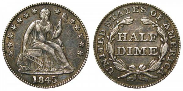 1845 Seated Liberty Half Dime 