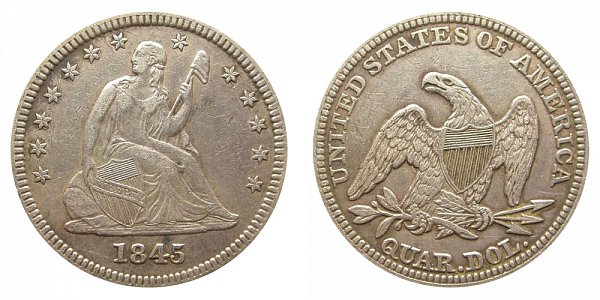 1845 Seated Liberty Quarter 