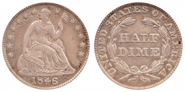 1846 Seated Liberty Half Dime 