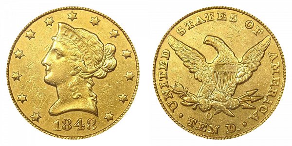 1848 O Liberty Head $10 Gold Eagle - Ten Dollars 