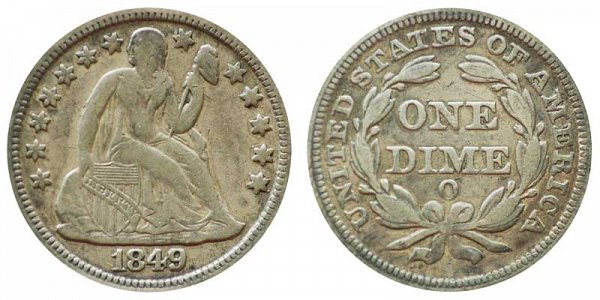 1849 O Seated Liberty Dime 