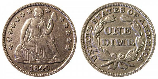 1849 Seated Liberty Dime 