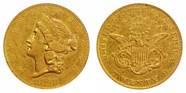 1850 O Liberty Head $20 Gold Double Eagle - Twenty Dollars 