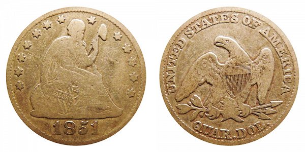 1851 Seated Liberty Quarter 