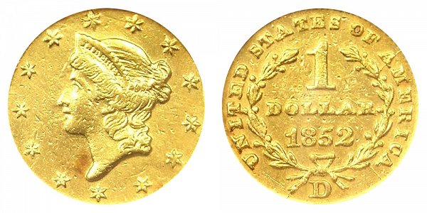 1852 D Liberty Head Gold Dollar G$1 