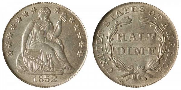 1852 Seated Liberty Half Dime 