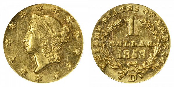 1853 D Liberty Head Gold Dollar G$1 