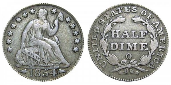 1854 O Seated Liberty Half Dime 
