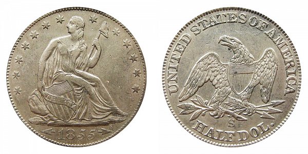 1855 S Seated Liberty Half Dollar 