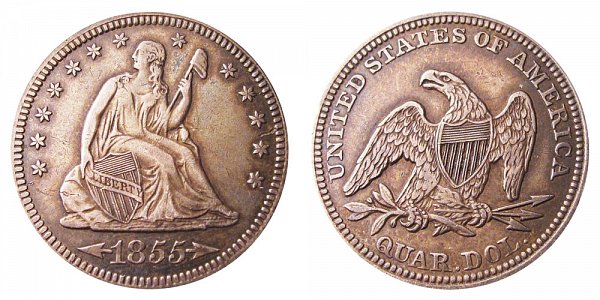 1855 Seated Liberty Quarter 