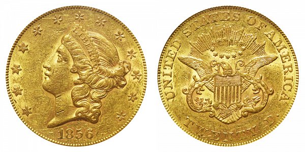 1856 Liberty Head $20 Gold Double Eagle - Twenty Dollars 