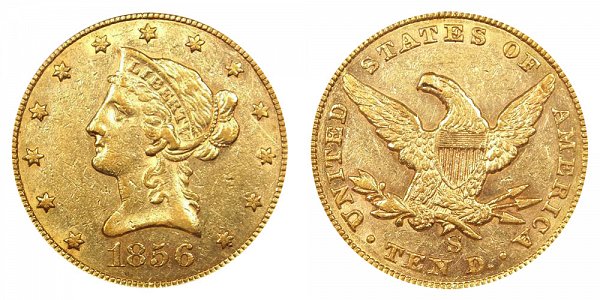 1856 S Liberty Head $10 Gold Eagle - Ten Dollars 