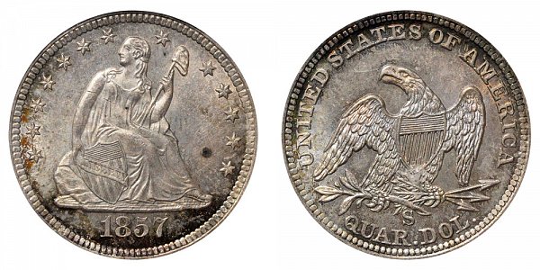 1857 S Seated Liberty Quarter 