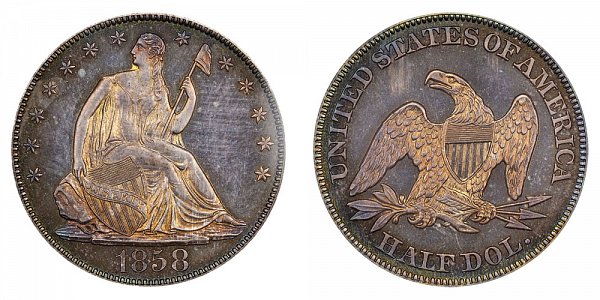 1858 Seated Liberty Half Dollar 